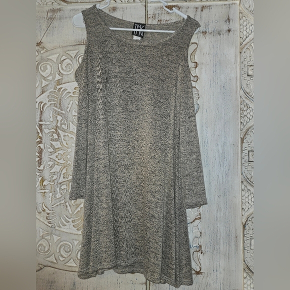 TMG New York ribbed knit 3/4 sleeve dress Heather Gray Large Chic Casual - Picture 6 of 6